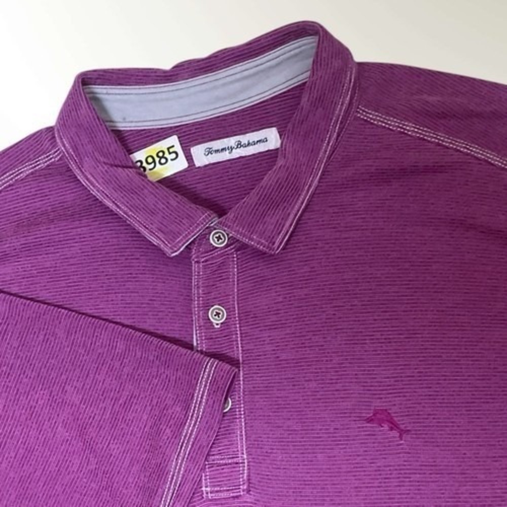 Tommy Bahama Purple Striped‎ Short Sleeve Golf Polo Shirt Men 3XL Vietnam